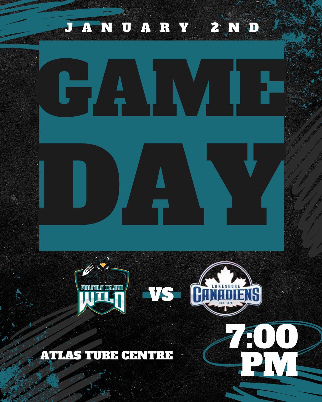 This game day is brought to you by Daawe Gamgoons!

The Wild are on the road tonight to take on the Lakeshore Canadiens, 7:00 pm puck drop @ the Atlas Tube Centre

#WalpoleIslandWild  #UnleashTheWild