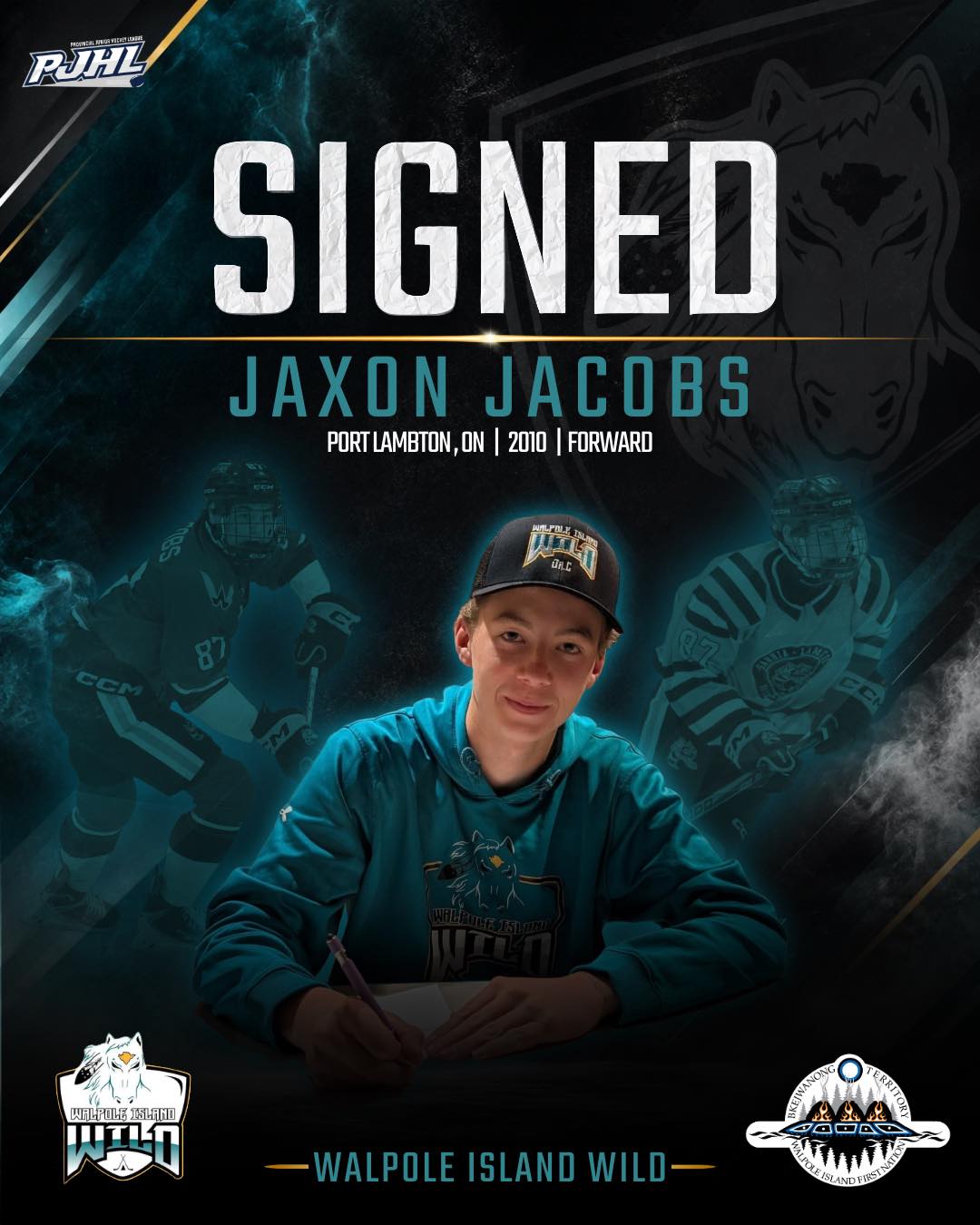 The Walpole Island Wild are excited to welcome Jaxon Jacobs to the team.

The 2010-born Port Lambton forward has strong family ties to Walpole Island and has proudly represented the community at the Little Native Hockey League Tournament. A former captain with Wallaceburg Minor Hockey, Jaxon spent last season playing U16 AAA hockey in Sarnia.

A talented young local player with deep roots in the community, Jaxon is exactly the type of player we want wearing a Wild jersey. We look forward to supporting his continued development.

Welcome home, Jaxon. 🐎