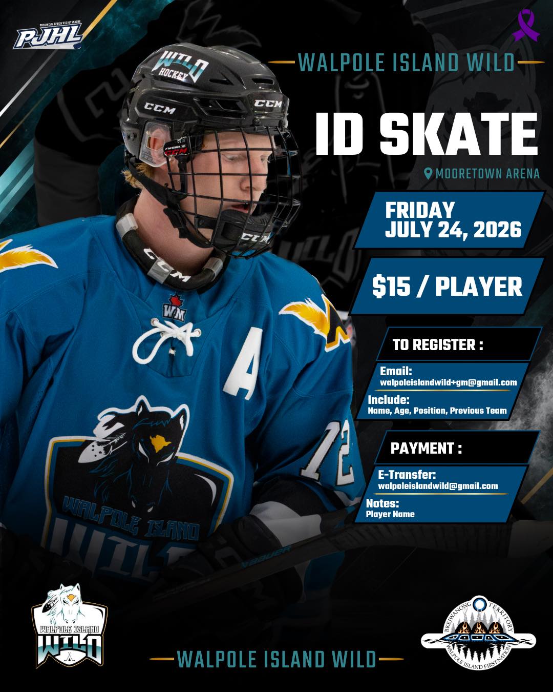 The work continues.

The Walpole Island Wild are heading to Mooretown on Friday, July 24 at 6:15 PM for another ID Skate as we prepare for the 2026-27 season.

$15 per player.

To register, email walpoleislandwild+gm@gmail.com with your name, age, position and previous team.

Payment can be sent by e-transfer to walpoleislandwild@gmail.com

Notes: Player Name

Take a walk on the Wild side. 🐎