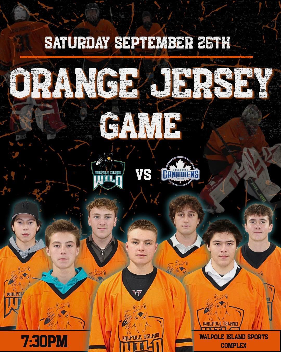 🏒Home Game🏒

Another Home Game this week but this one’s an extra special one. 
Join the Walpole Island Wild Saturday September 26th for our Orange Jersey Game against the Lakeshore Canadians

The Orange Jersey’s will be worn to honour and remember survivors and those who did not return home from Canadas Indigenous residential school systems. We encourage all to wear orange. 

It is important to also share that National Day for Truth and Reconciliation “Orange Shirt Day” is September 30th 2026

Every Child Matters🧡

🗓️Saturday September 26th
🕑7:30PM
🆚Lakeshore Canadians 
📍Walpole Island Sports Complex

#walpolewild #letsgowild #pjhl #gameday #everychildmatters
