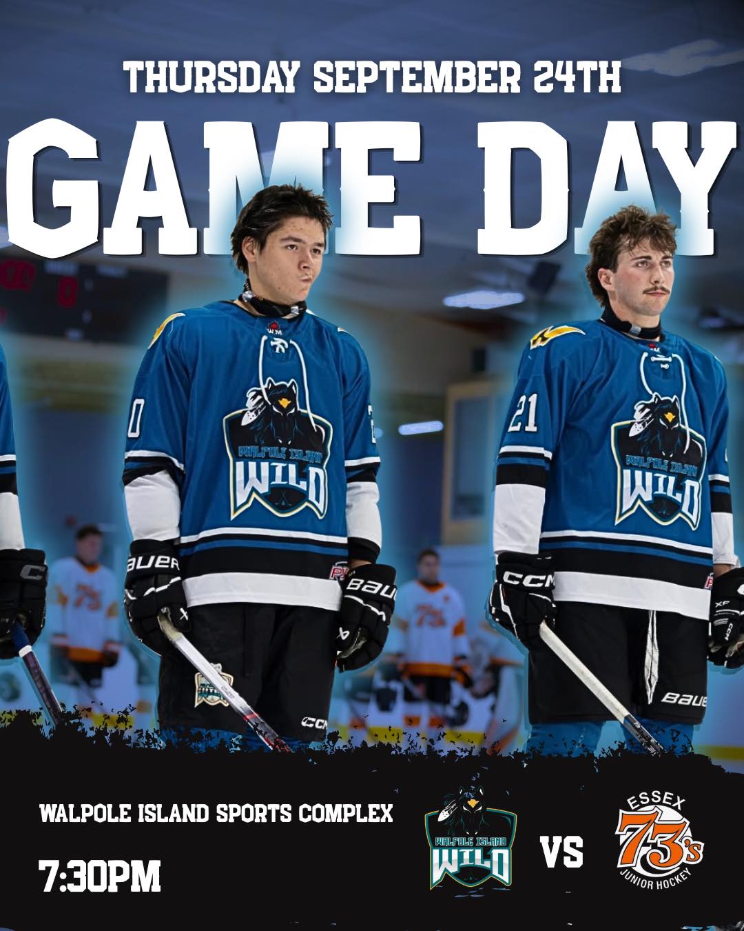 🚨HOME GAME!🚨

The Walpole Island Wild are hitting home ice for a game against the Essex 73’s this Thursday September 24th!🏒

🗓️September 24 2026
🕑7:30PM
🆚Essex 73’s
📍Walpole Island Sports Complex

Bring the noise & Come cheer on your Walpole Island Wild!🐎

#walpolewild #letsgowild #pjhl #gameday