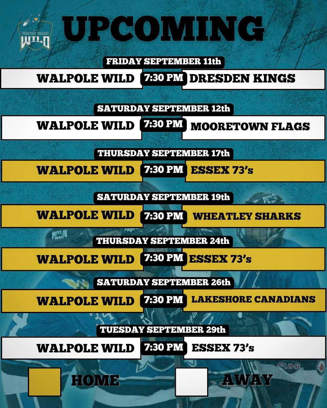 🚨Upcoming Games!🚨

The Walpole Wild September Game Day Schedule is FINALLY here!🐎

Come cheer on our Walpole Island Wild TOMORROW! 🏒

Next Game:
🗓️September 12, 2026
🕑7:30PM
🆚Mooretown Flags
📍Mooretown Sports Complex 

#letsgowild#walpoleislandwild#pjhl#wild