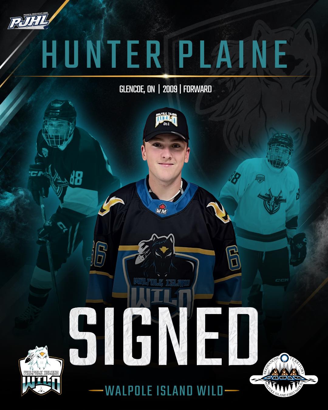 The Walpole Island Wild are excited to announce the signing of Hunter Plaine 🏒

The Glencoe product joins the Wild after spending last season with the Elgin Bombers U16 Prep team.

A big-bodied forward who brings a physical presence, Hunter can make an impact in the faceoff circle and isn’t afraid to battle for the puck.

Welcome to Walpole, Hunter 🐎